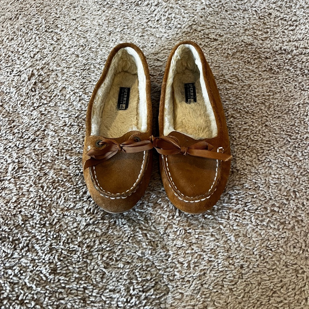 Sperry Top Sider Holly Moccasin Slippers - Suede Faux Fur Lined
